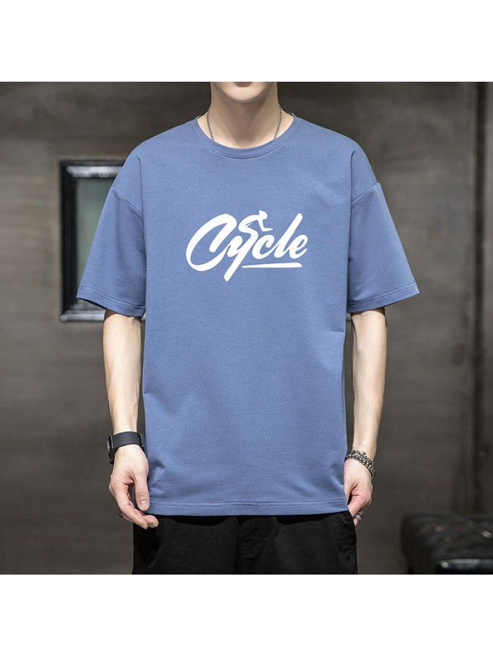 Breathable short sleeve t-shirt men's  summer new men's cotton casual loose half sleeve t-shirt men's wear 
