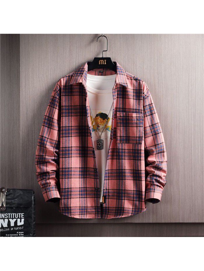 Autumn men's long sleeve shirt Korean casual Stripe Shirt Men's cotton shirt cardigan men's top 