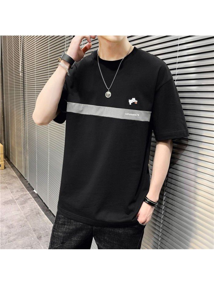  summer new student leisure T-shirt youth round neck short sleeve men's t-shirt men's versatile top 