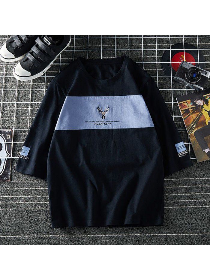 Breathable  new men's short sleeve T-shirt Summer Cotton sweat absorption large size loose half sleeve t-shirt men's fat 