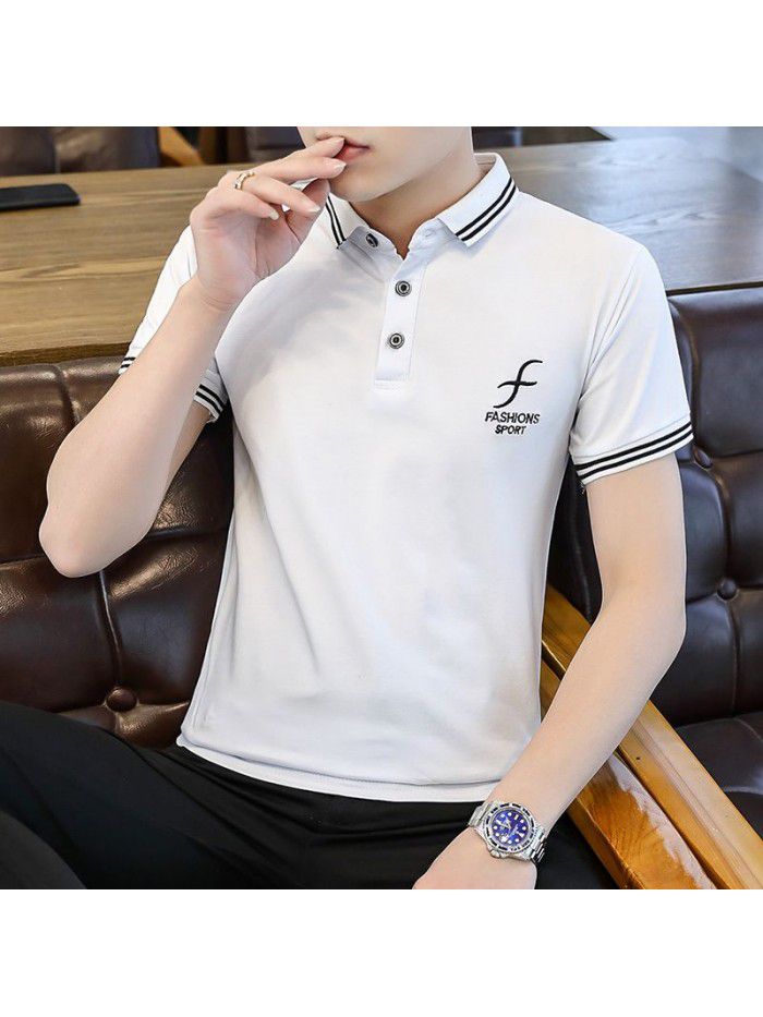  summer men's short sleeve polo shirt Korean slim Lapel thin short sleeve t-shirt men's casual top 
