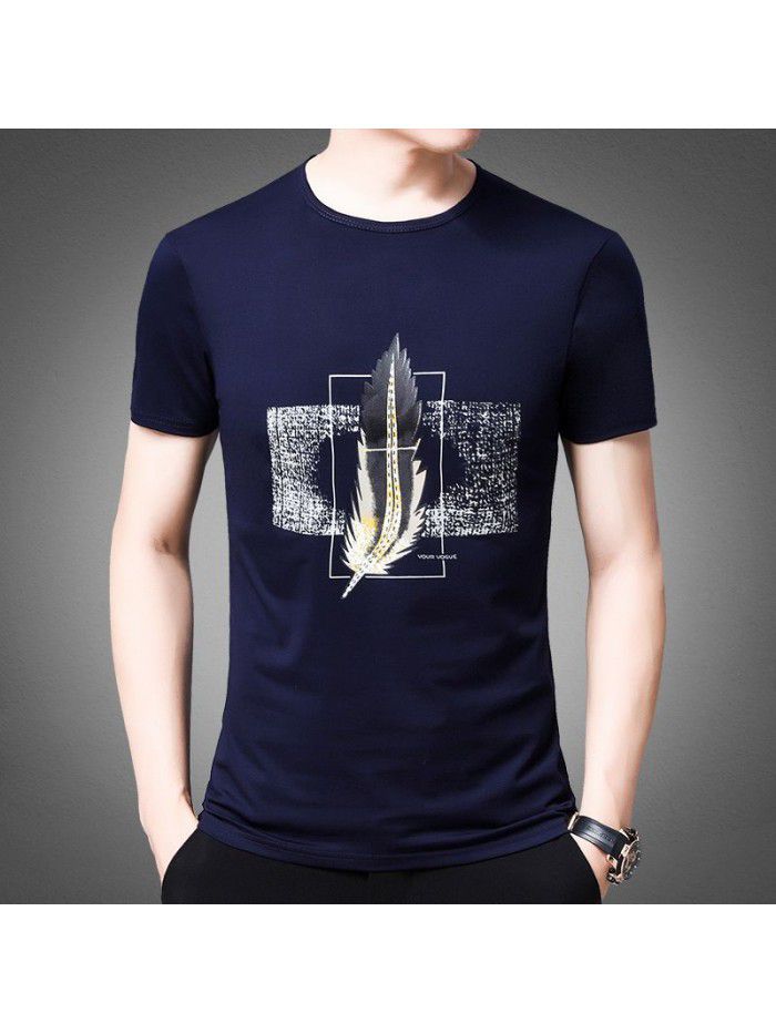 Breathable summer short sleeve t-shirt men's  new T-shirt half sleeve men's undergarment middle-aged and young dad's dress 