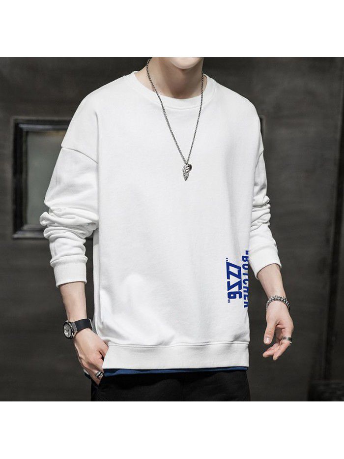  popular long sleeve t-shirt men's fashion Little Daisy loose round neck tooling Inst shirt men's National Fashion Top 