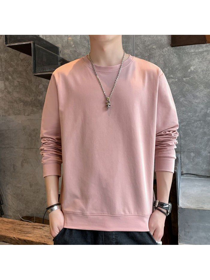 Men's  spring and autumn new cotton long sleeve t-shirt men's Korean leisure base shirt men's top student trend 
