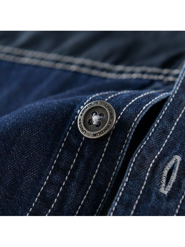 Spring and autumn men's casual Japanese retro stitched cotton shirt popular loose long sleeve youth trendy men's cotton shirt 9355 