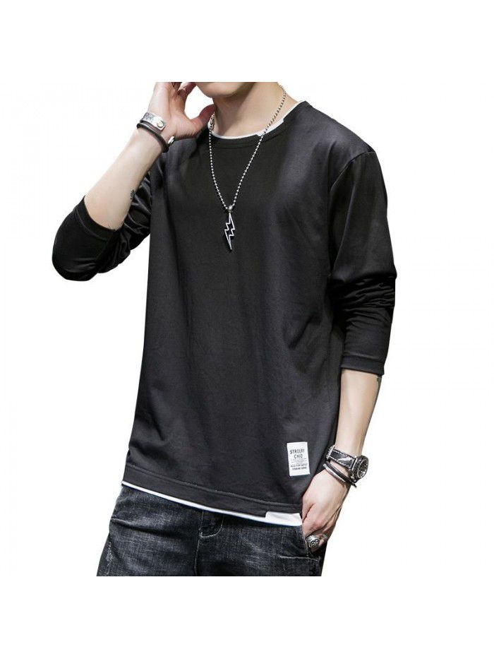 Men's Cotton Long Sleeve T-Shirt  new clothes spring autumn bottom coat Korean t-shirt men's leisure trend students 
