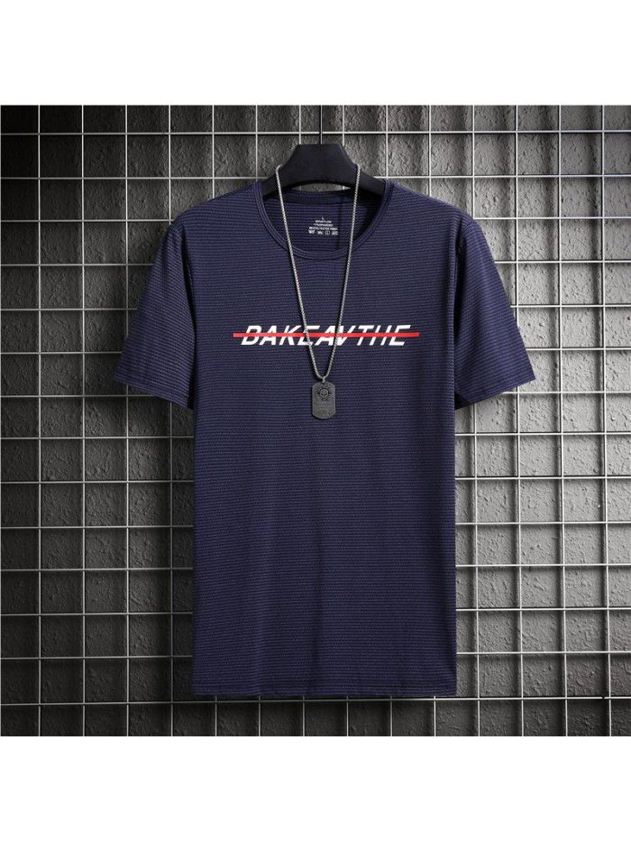 Ice cool and breathable short sleeve t-shirt men's quick drying mesh large air conditioner elastic summer men's T-shirt half sleeve 