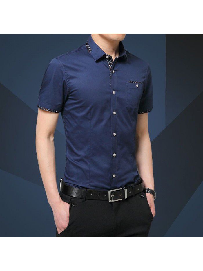  summer men's Short Sleeve Shirt Men's Korean slim men's casual shirt trend men's fashion men's fashion trend 