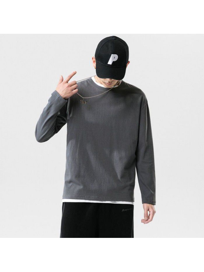Long sleeve t-shirt men's  new trend autumn Korean T-shirt with fashionable men's wear 
