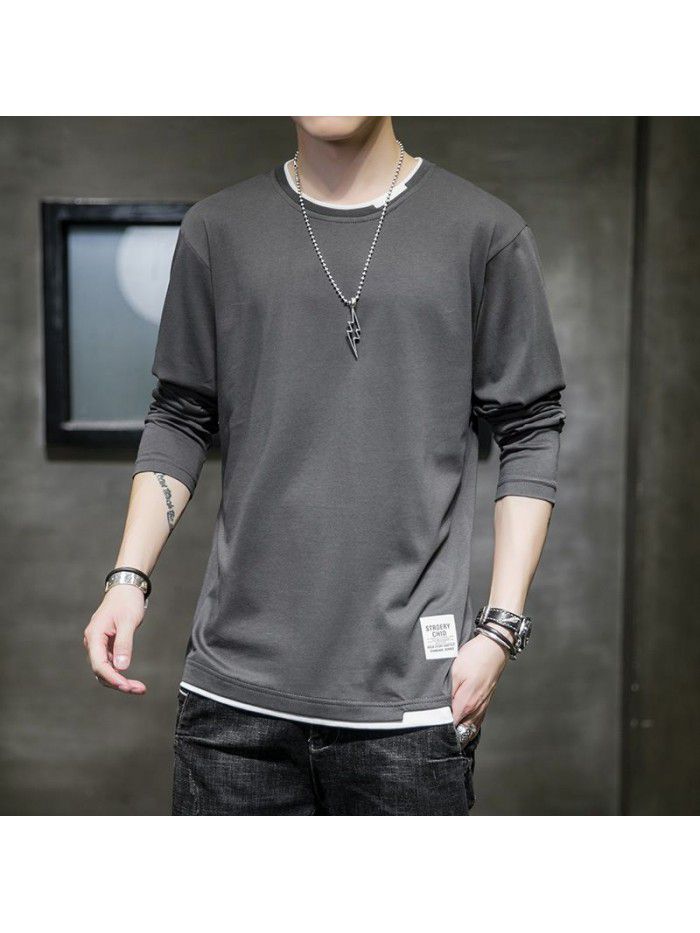 Men's Cotton Long Sleeve T-Shirt  new clothes spring autumn bottom coat Korean t-shirt men's leisure trend students 