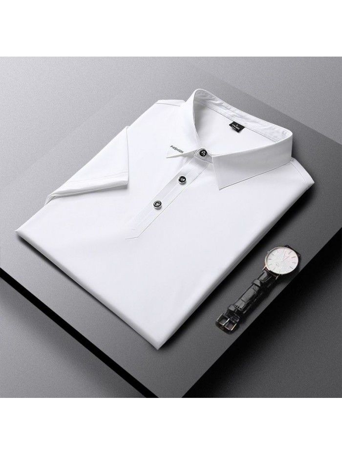 Ice cool men's short sleeve T-shirt half sleeve  summer large T-shirt Polo middle aged Dad 