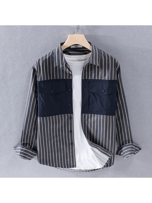 Japanese casual long sleeve men's shirt fashi...