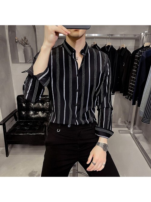  spring and summer shirt men's Korean version...