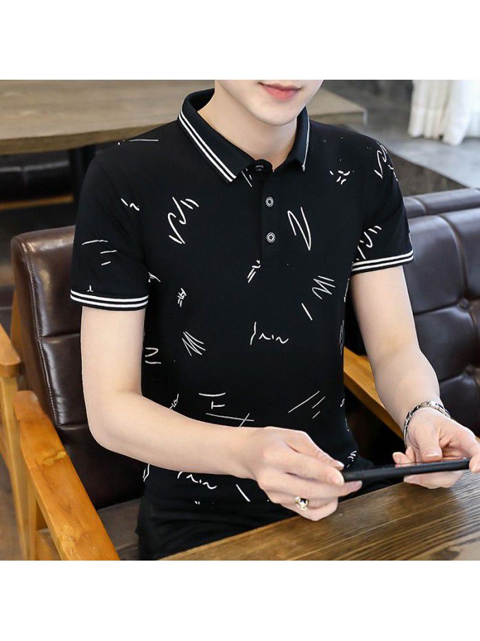  summer men's short sleeve polo shirt Korean slim Lapel thin short sleeve t-shirt men's casual top 