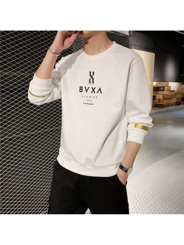 Men's T-shirt, long sleeve round neck, men's wear  new autumn trend, Korean base shirt 