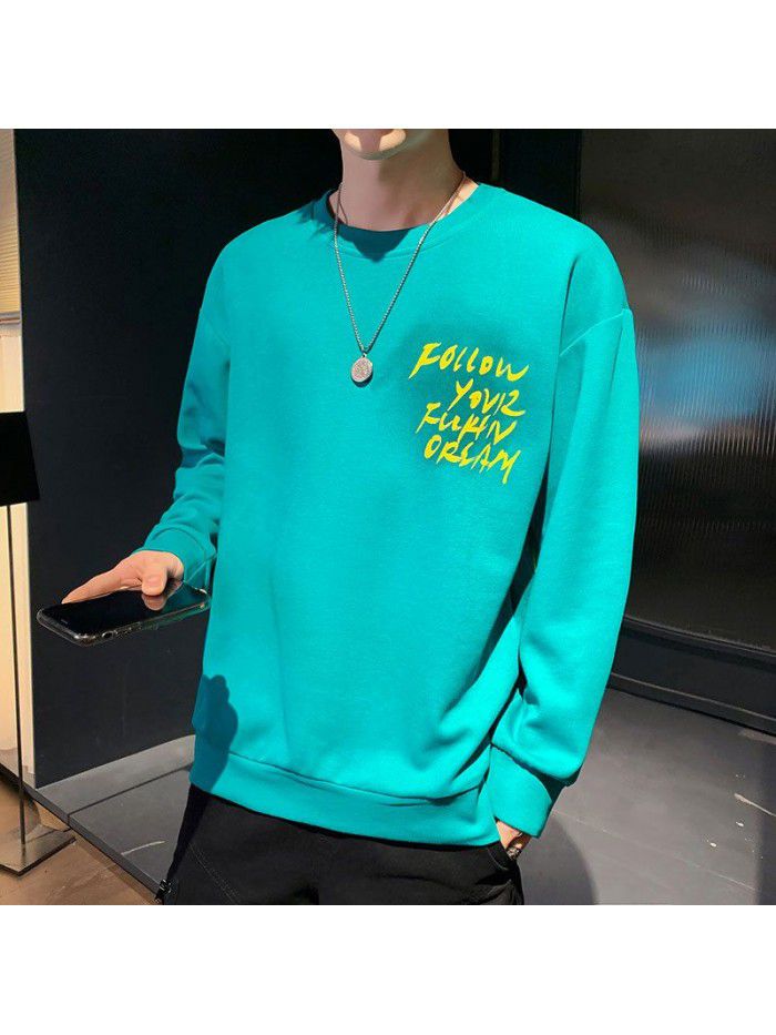 New 7.22 spring Korean new men's natural scenery Pullover youth popular round neck men's long sleeve T-shirt 