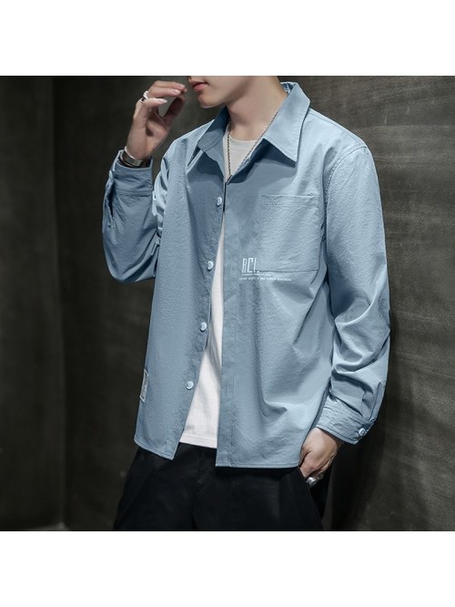  spring new Hong Kong Style Long Sleeve Shirt Kore...
