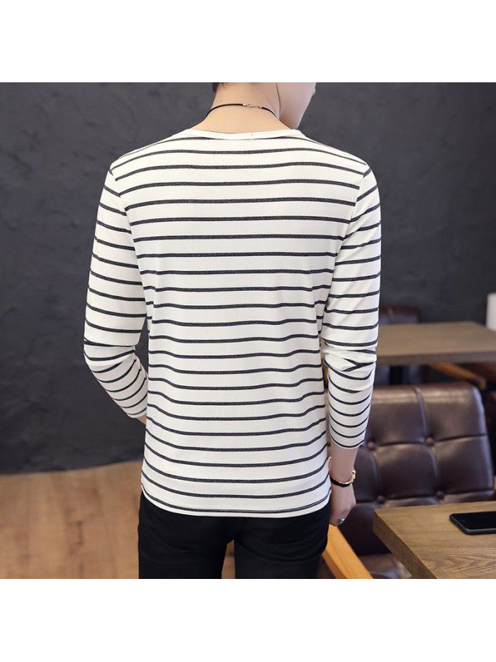  popular men's autumn long sleeve t-shirt men's round neck Korean slim fit t-shirt men's base shirt 