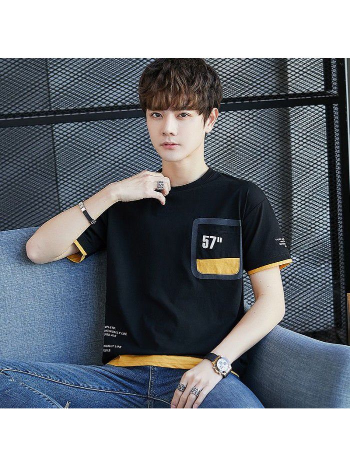  summer new men's T-shirt cotton short sleeve fashion brand men's loose youth half sleeve t-shirt men's wear 