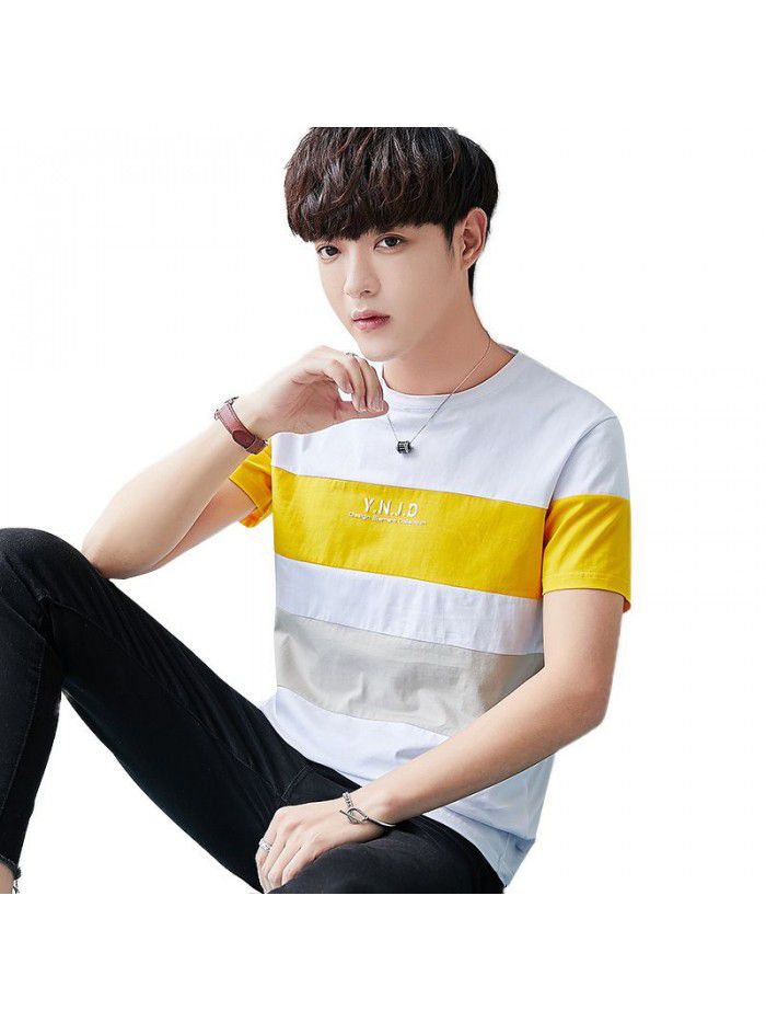  men's short sleeve t-shirt men's half sleeve men's round neck Pullover short sleeve T-shirt Korean fashion men's slim T-shirt 