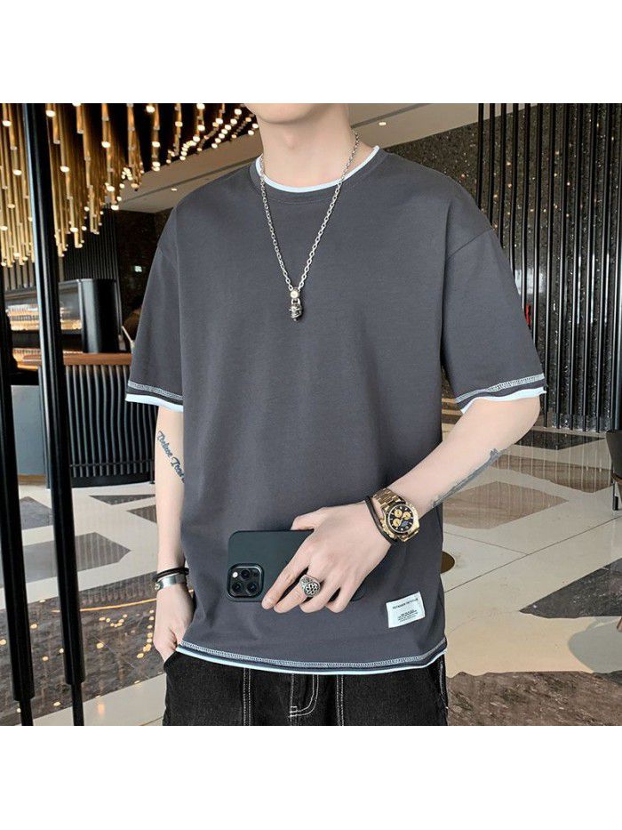 Men's Cotton Short Sleeve T-Shirt  new half sleeve Korean men's base shirt fashion men's loose and compassionate students 