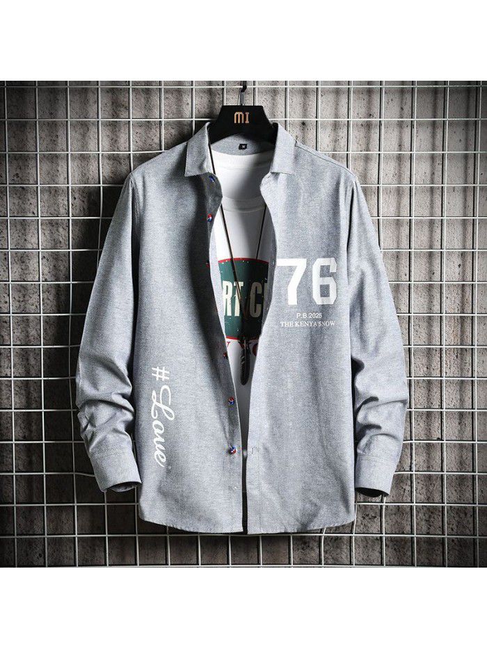  spring new men's shirt Korean fashion Slim Fit Shirt Men's fashion Lapel cardigan men's top 