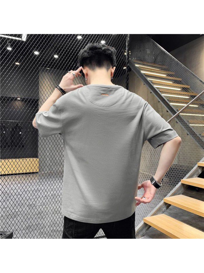  summer new student leisure T-shirt youth round neck short sleeve men's t-shirt men's versatile top 