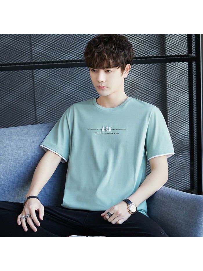  spring men's short sleeve T-shirt national tide cotton half sleeve round neck Pullover t-shirt men's casual top 