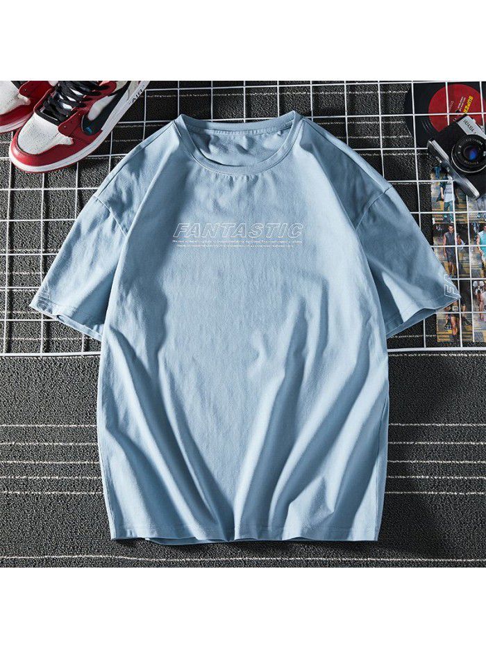 Breathable  new men's short sleeve T-shirt Summer Cotton sweat absorption large size loose half sleeve t-shirt men's fat 