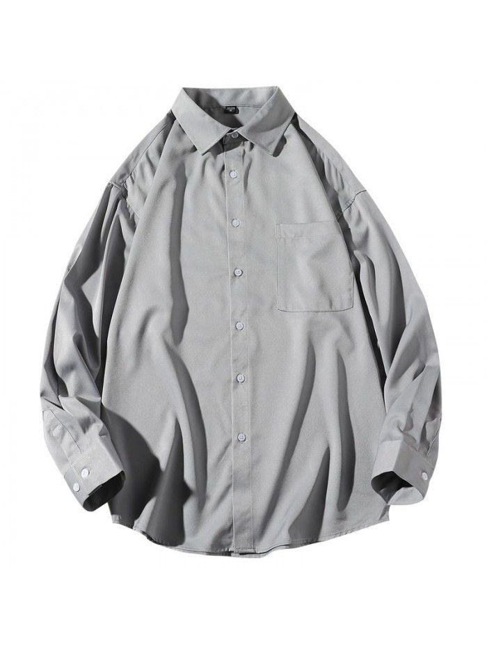 Long sleeve shirt men's autumn  new fashion leisure business solid color shirt men's fashion slim fit 