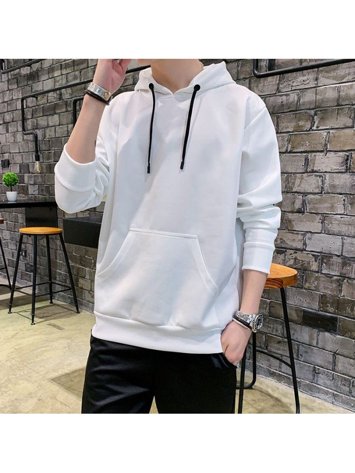 Spring and autumn new sweater men's casual men's coat solid color hooded Pullover trend young students 