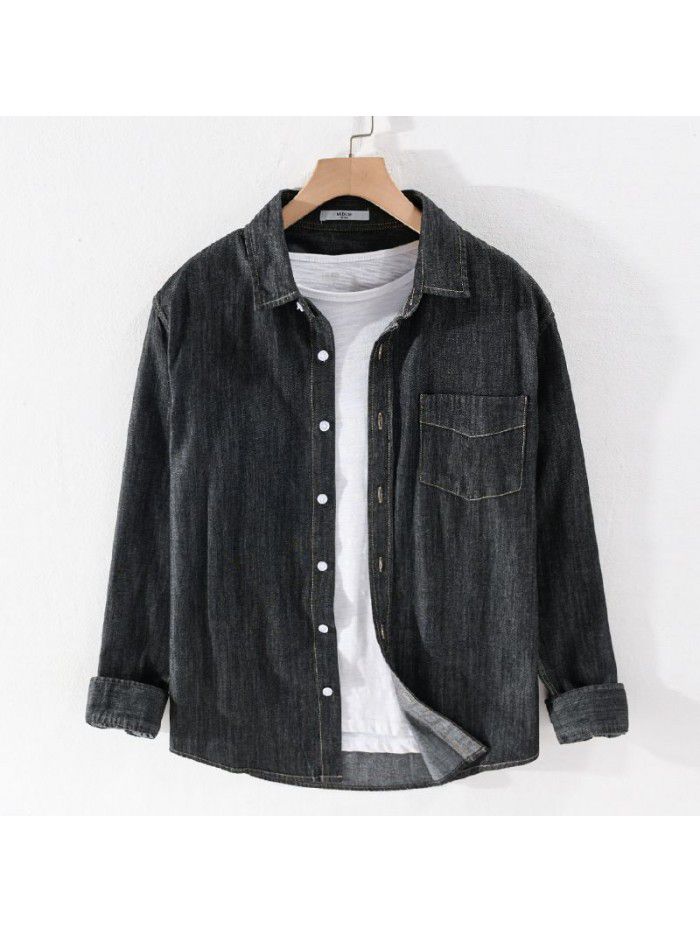 Denim shirt men's long sleeve autumn cotton loose long sleeve denim shirt casual men's spring and autumn top 9413 