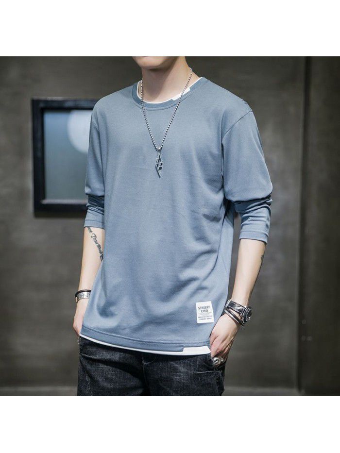 Men's Cotton Long Sleeve T-Shirt  new clothes spring autumn bottom coat Korean t-shirt men's leisure trend students 
