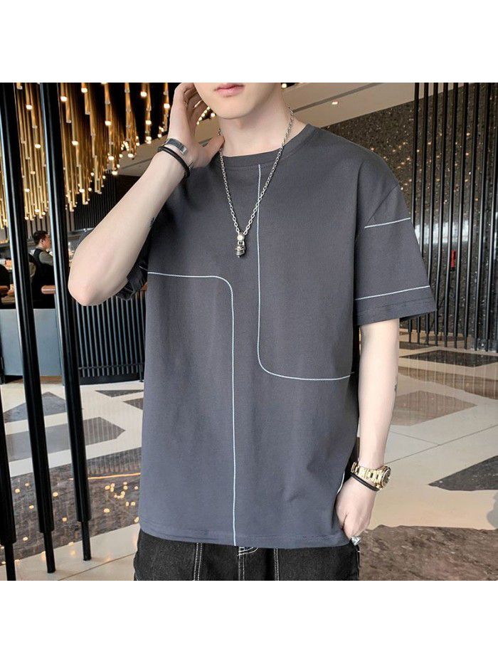 Men's Cotton Short Sleeve T-Shirt  new half sleeve Korean men's base shirt fashion men's loose and compassionate students 
