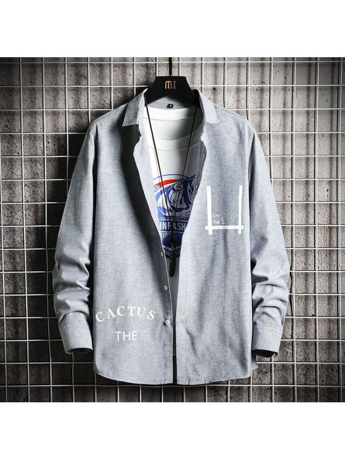  spring new men's shirt Korean fashion Slim Fit Shirt Men's fashion Lapel cardigan men's top 