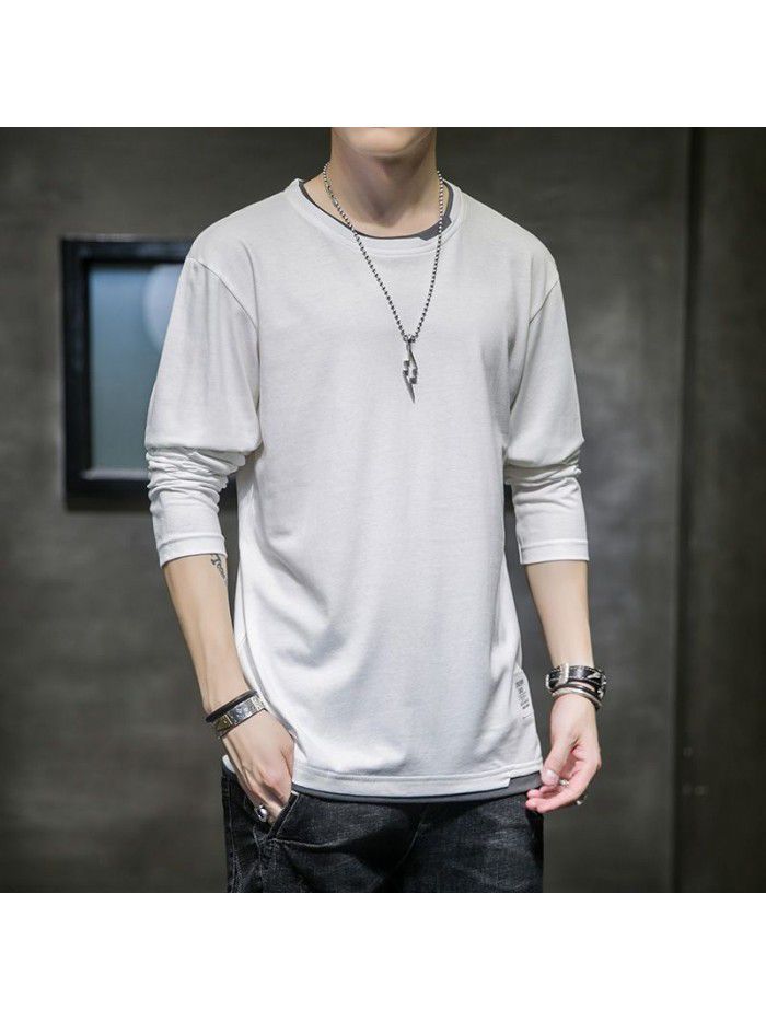 Men's Cotton Long Sleeve T-Shirt  new clothes spring autumn bottom coat Korean t-shirt men's leisure trend students 