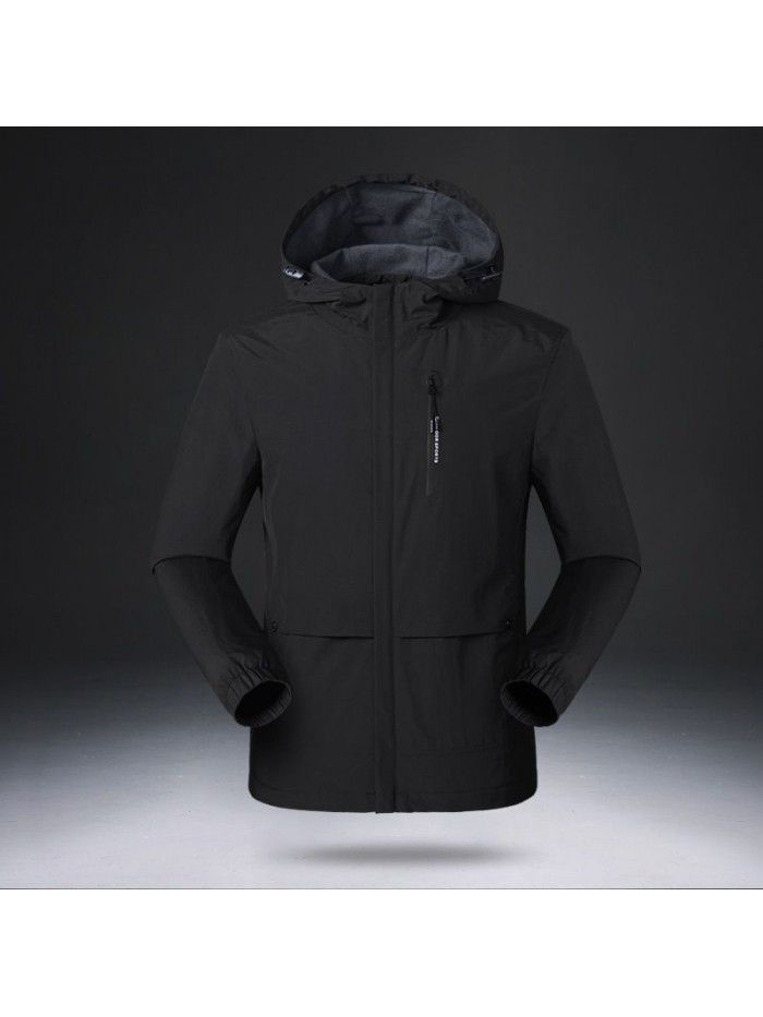 Spring and autumn stormsuit men's breathable thin velvet outdoor suit mountaineering suit logo windbreaker waterproof jacket men's coat 
