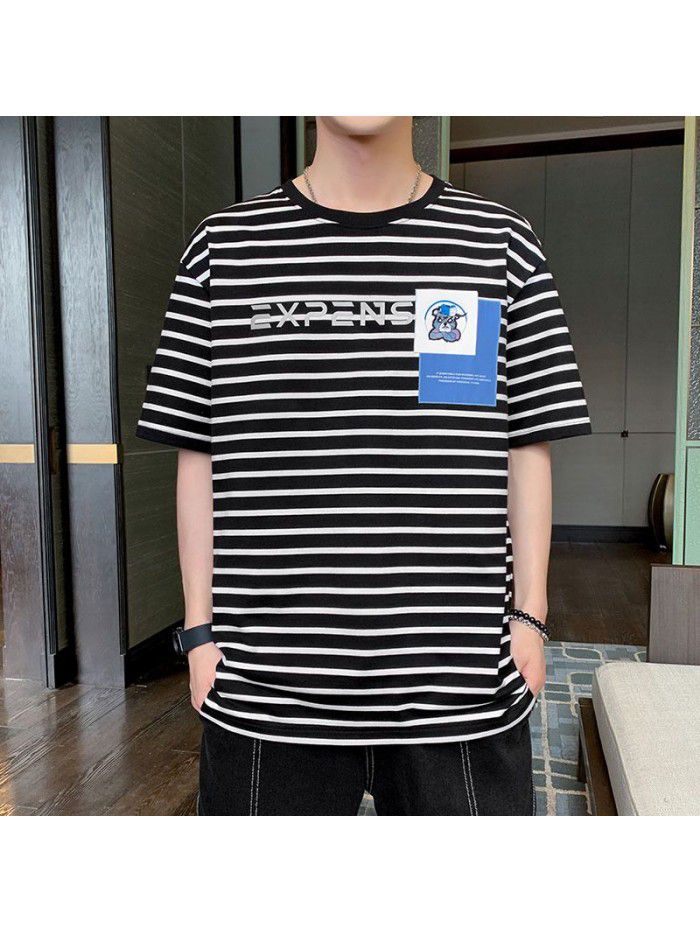 Cotton short sleeve t-shirt men's wear Korean round neck casual loose T-shirt  summer fashion new top T-shirt 