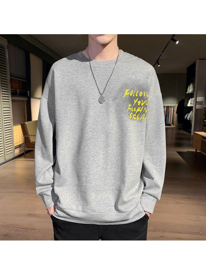 New 7.22 spring Korean new men's natural scenery Pullover youth popular round neck men's long sleeve T-shirt 