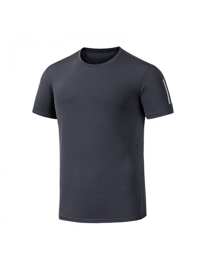 Ice cool and breathable short sleeve t-shirt men's mesh quick drying air conditioner elastic summer large T-shirt half sleeve fashion 