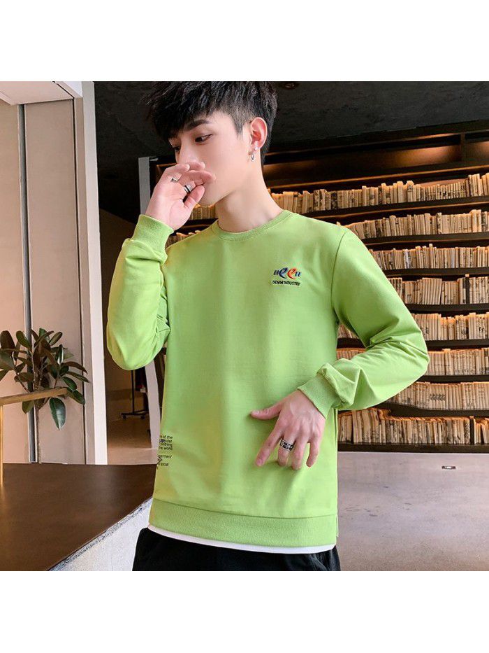  spring new men's T-shirt Korean slim round neck long sleeve casual T-shirt men's top 