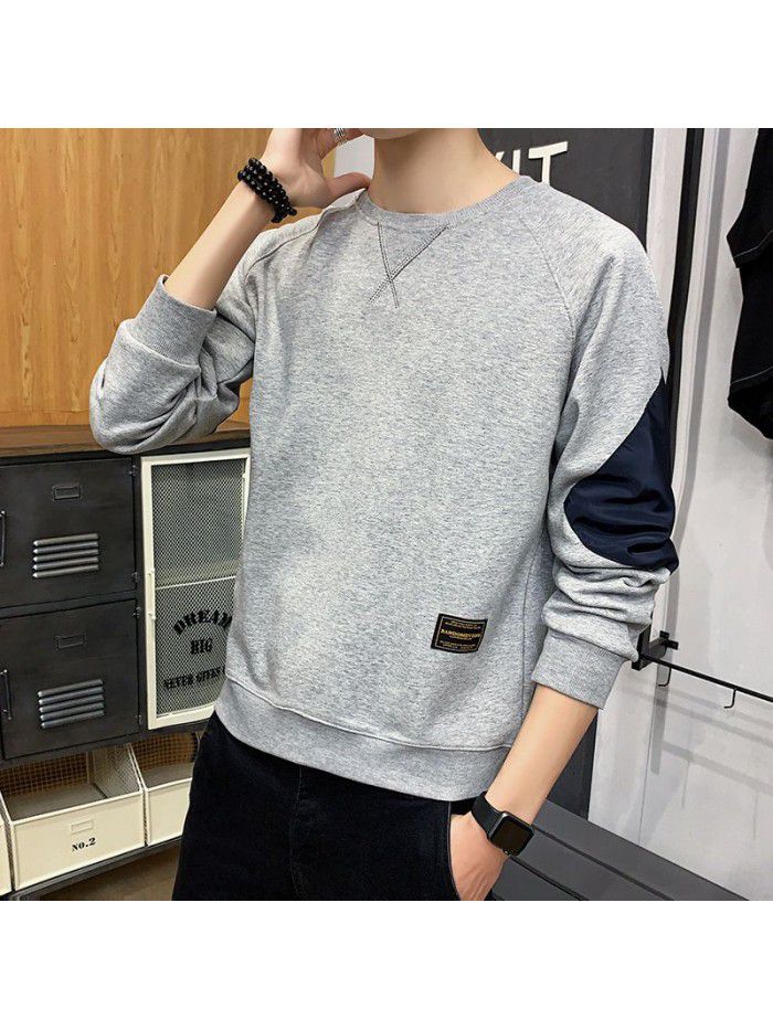 Weiyi men's  autumn new men's wear Korean fashion loose round neck bottom shirt Hong Kong Style youth student trend 