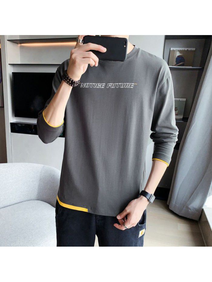 men's long sleeve T-shirt new round neck autumn trend Korean base shirt T-shirt men's loose student trend 