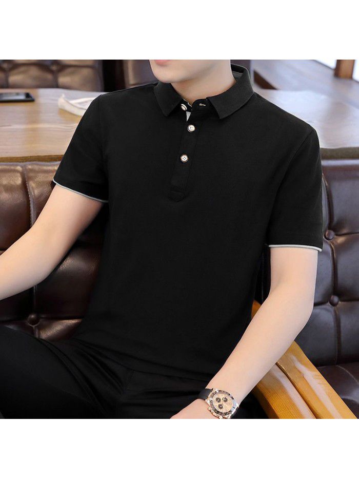  summer new men's Polo Shirt Short Sleeve sports fashion Lapel T-shirt trend slim men's student trend 