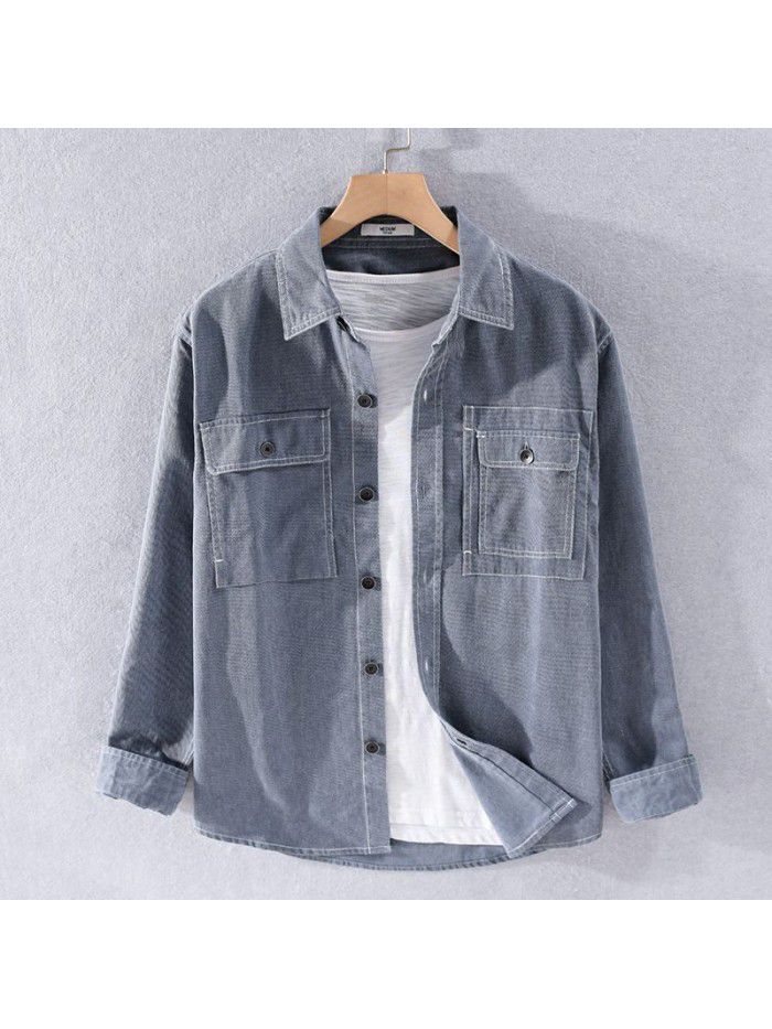 Men's fashion cotton long sleeve shirt in spring and Autumn 