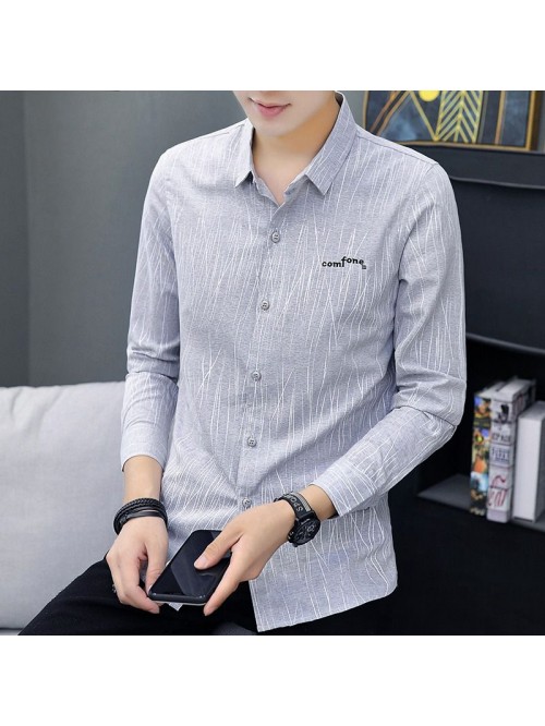 new men's leisure Long Sleeve Shirt Youth sli...