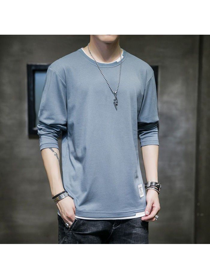 Men's Cotton Long Sleeve T-Shirt  new clothes spring autumn bottom coat Korean t-shirt men's leisure trend students 