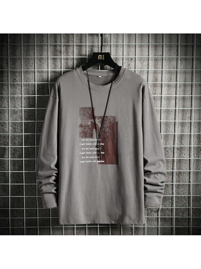 autumn new long sleeve t-shirt men's Korean round neck trend slim casual base coat men's fashion 