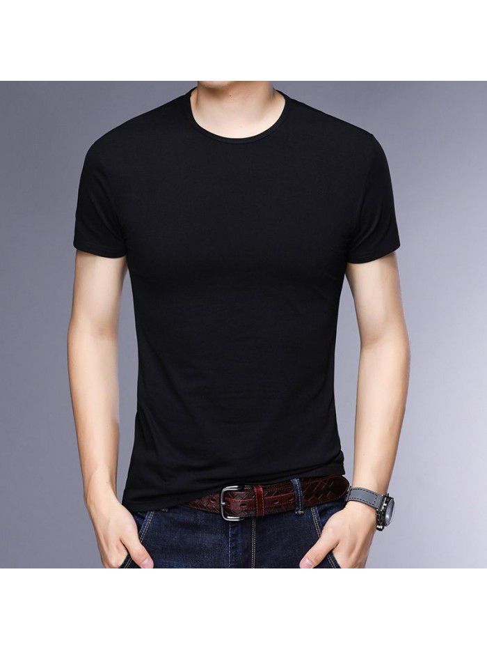 Breathable short sleeve t-shirt men's summer half sleeve T-shirt young and middle-aged men's round neck slim father's dress 