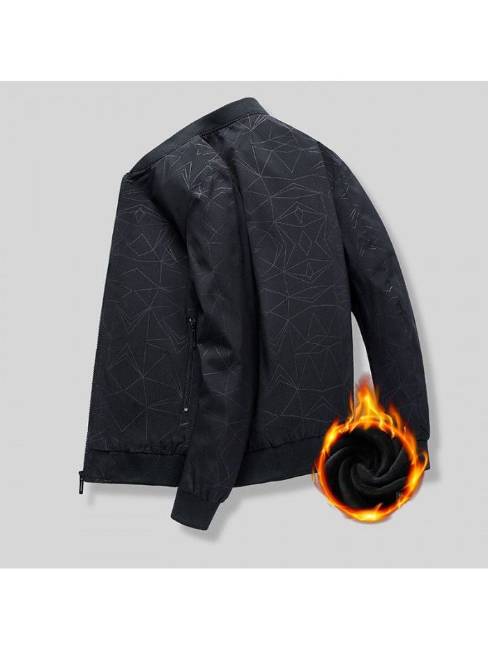 New men's jacket autumn and winter Korean casual Plush fashion coat versatile thin fashion jacket men's jacket 